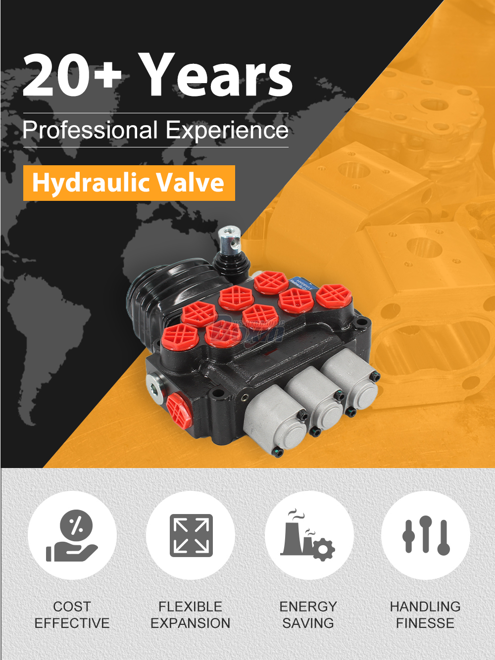 ZT12-OT Joystick 3 Spool Hydraulic Control Valve detailed image